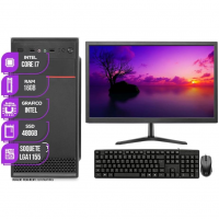 Computador Completo Mancer, Intel Core I7, 16GB De Ram, SSD 480GB, Monitor 17 + Kit Teclado E Mouse na Amazon