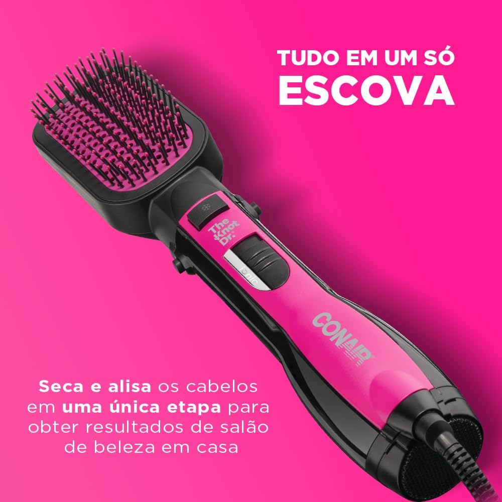 CONAIR Escova Secadora Alisadora All-in-One Knot Dr 1000W Rosa na Amazon