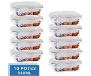 Conjunto 10 Potes 640ml Vidro Hermético 4 Travas Marmita – Casa Linda na Magazine Luiza