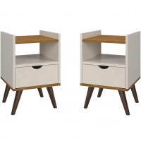 Conjunto 2 Mesa De Cabeceira Madesa Grécia Plus (Off White/Freijó) na Amazon