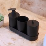 Conjunto 4 Peças de Bambu e PP para Banheiro Preto – Lyor na Amazon