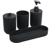 Conjunto 4 Peças para Banheiro – Porta-sabonete líquido, Porta-escova de dentes, Saboneteira, Porta Algodão – LYOR na Amazon