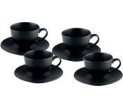 Conjunto 4 Xícaras para Chá de Cerâmica com Pires Preto 195ml – WOLFF na Amazon