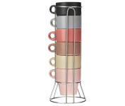 Conjunto 6 Xícaras de Café Empilhavéis de Cerâmica com Suporte Coloridas 90ml – Wolff na Amazon