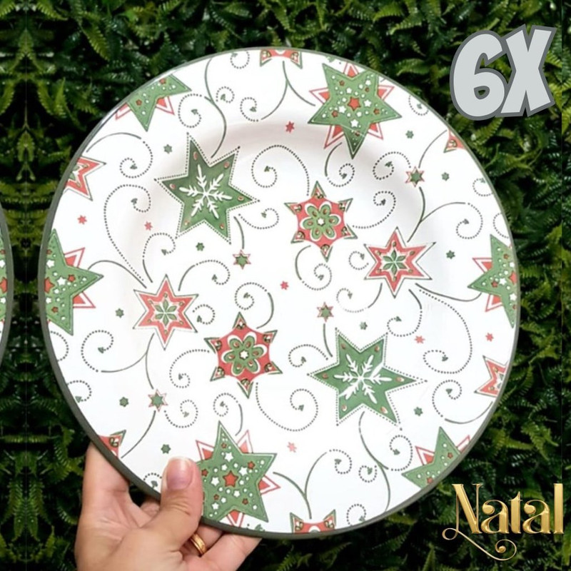 Conjunto Alleanza de 6 Pratos Fundo Natal na Amazon