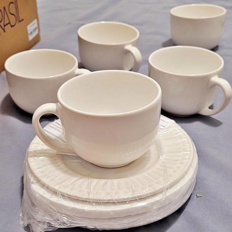 Conjunto C/ 6 Xícaras De Chá C/ 6 Pires Roma Branco 161 ml na Amazon