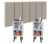 Conjunto Cabeceira Cama Casal 1,40 Com Mesa de cabeceira Quarto Luxo (Bege – Branco) na Amazon