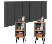 Conjunto Cabeceira Cama Casal 1,40 Com Mesa de cabeceira Quarto Luxo (Cinza – Cinza/Cinamomo) na Amazon
