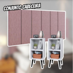 Conjunto Cabeceira Cama Casal 1,40 Com Mesa de cabeceira Quarto Luxo (Rose Linho – Branco) na Amazon