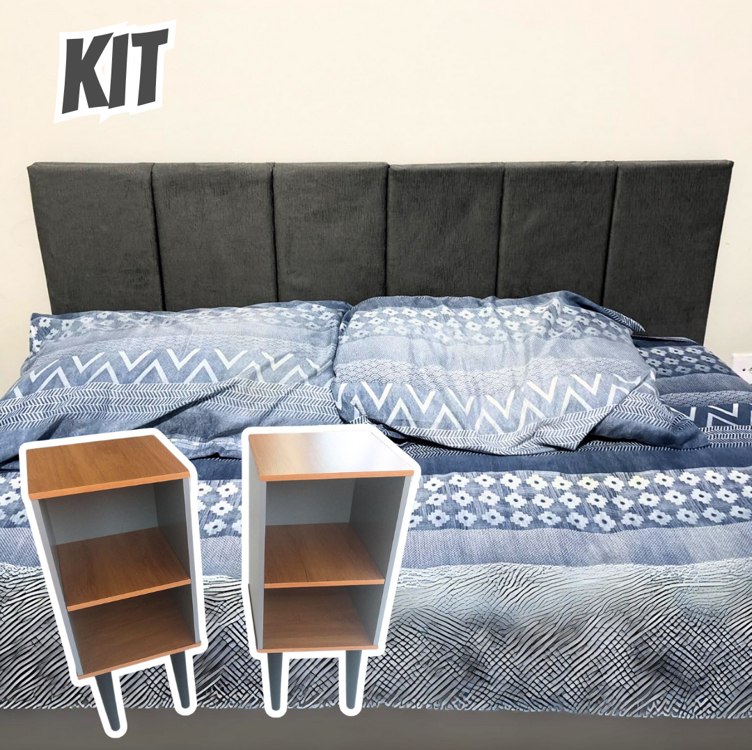 Conjunto Cabeceira Cama Casal 1,40 Com Mesa de cabeceira Quarto Luxo na Amazon