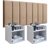 Conjunto Cabeceira Casal Modulada 140cm com Kit de Mesa de Cabeceira Suspenso na Amazon