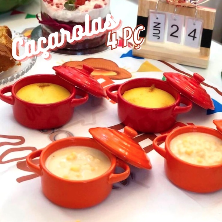 Conjunto Caçarolas de Porcelana Farm 280ml Vermelha 4 Peças – Lyor na Americanas