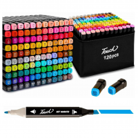 Conjunto Canetas Ponta Dupla 120 Ou 24 Cores Com Estojo Secagem Rápida Ponta Fina na Amazon