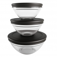 Conjunto Com 3 Potes De Vidro Redondos Com Tampa Plástica Preta, Euro Home na Amazon