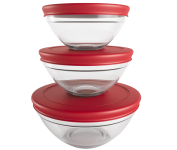 Conjunto com 3 Potes de Vidro Redondos com Tampa Plástica – Euro Home na Amazon