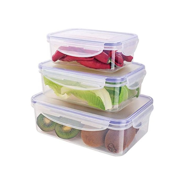 Conjunto com 3 potes Herméticos Retangular Azul , PLA3697-AZ, Euro Home na Amazon
