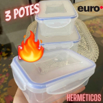 Conjunto com 3 potes Herméticos Retangular Azul , PLA3697-AZ, Euro Home na Amazon