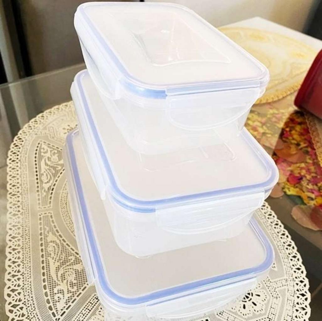Conjunto com 3 potes Herméticos Retangular Azul , PLA3697-AZ, Euro Home na Amazon