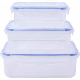 Conjunto com 3 potes Herméticos Retangular PLA3697-AZ Euro Home na Amazon