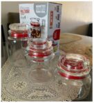 Conjunto com 3 Potes Multiuso de Vidro, com tampa Herméticas, Vermelho, VDR1129-VM, Euro Home na Amazon
