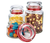 Conjunto com 3 Potes Multiuso de Vidro, com tampa Herméticas, Vermelho, VDR1129-VM, Euro Home na Amazon