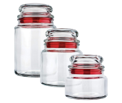 Conjunto com 3 Potes Multiuso de Vidro, com tampa Herméticas, Vermelho, VDR1129-VM, Euro Home na Amazon