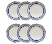 Conjunto com 6 Pratos Biona Donna Grécia Azul/Marfim 24 cm na Amazon