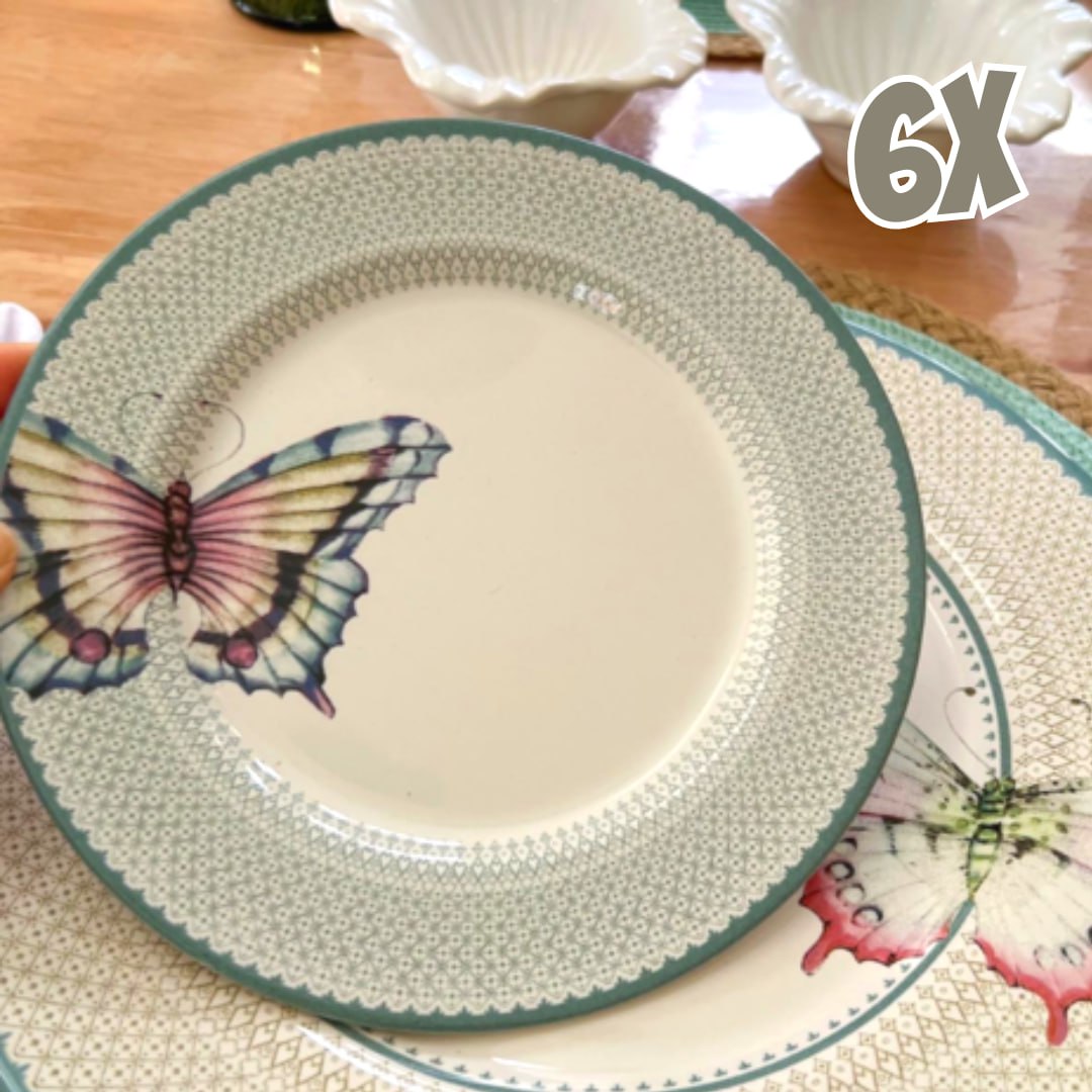 Conjunto com 6 Pratos de Sobremesa Borboleta 2 Ø21cm na Amazon