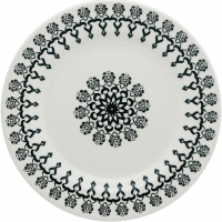 Conjunto Com 6 Pratos Raso Biona Donna Folk Marfim E Preto 24 Cm na Amazon