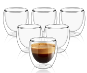 Conjunto com 6 Xícaras de 80ml Vidropara Café de Parede Dupla na Amazon