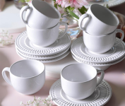Conjunto com 6 Xícaras de Chá com 6 Pires Roma Branco – Porto Brasil na Amazon
