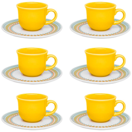 Conjunto com 6 Xícaras e Pires para Café Oxford Bilro em Cerâmica - 65ml na Casas Bahia