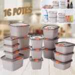Conjunto de 16 Potes com Tampa Fixa e Trava, Plasútil na Amazon