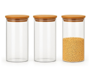 Conjunto de 3 Potes de Vidro Herméticos 1750ML Tampa de Bambu Redondo Premium na Amazon