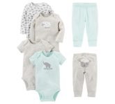 Conjunto de 6 peças para bebês meninos – Simple Joys by Carter’s – (Tam. 6-9M) e calça na Amazon