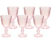 Conjunto de 6 taças Vidro – Rosa – com Alto Relevo e Aparencia Diamantada na Amazon