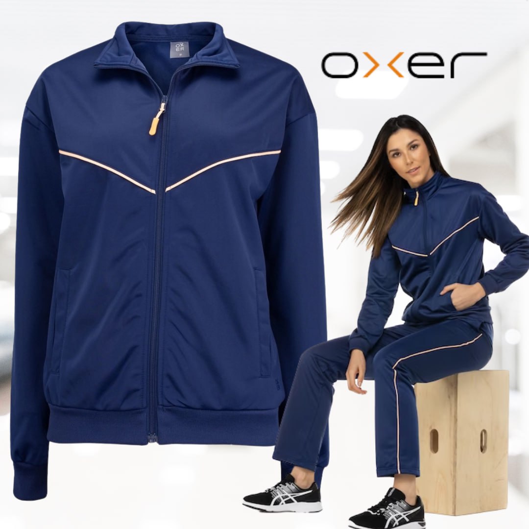 Conjunto de Agasalho Feminino Oxer com Bolso Politrico Recortes na Americanas