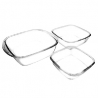 Conjunto De Assadeiras De Vidro Sempre - Quadrado 3 Peças na Magazine Luiza
