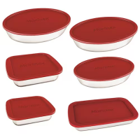 Conjunto De Assadeiras Marinex Em Vidro Com Tampa – 6 Peças na Casas Bahia