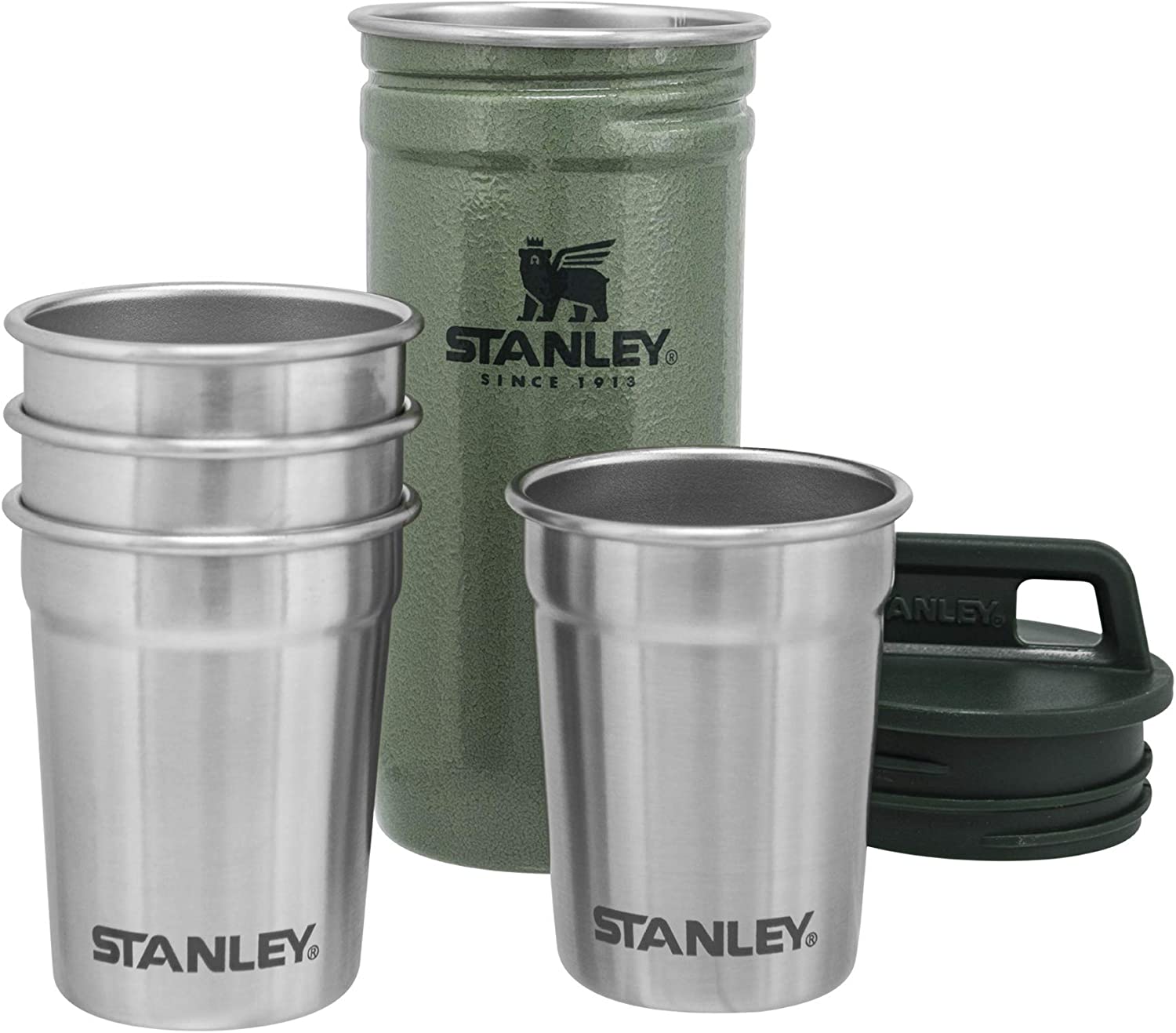 Conjunto de copos de shot de aventura Stanley, 4 copos de aço inoxidável com estojo de transporte de metal resistente, presentes de acampamento na Amazon