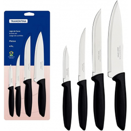 Conjunto de Facas 4 Peças Tramontina Plenus em Aço Inox e Polipropileno na Casas Bahia