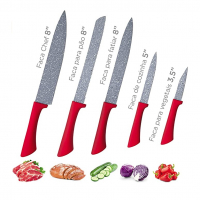 Conjunto De Facas 5 Peças, Colorstone Volcano, Vermelha, FAC5487, Euro Home na Amazon