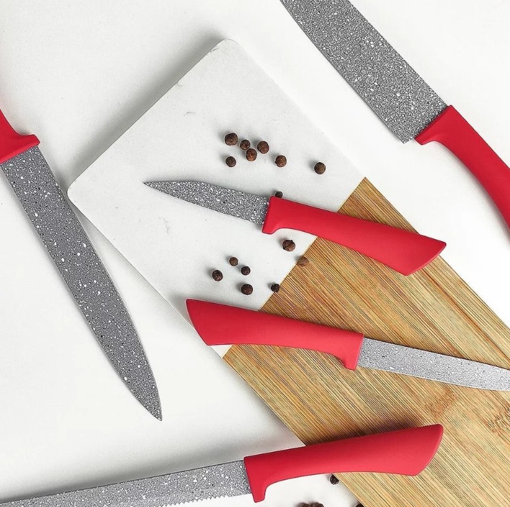 Conjunto de Facas 5 Peças, Colorstone Volcano, vermelha, FAC5487, Euro Home na Amazon