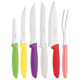 Conjunto de Facas e Garfo Trinchante Tramontina em Inox e Polipropileno Plenus 6 Peças na Casas Bahia
