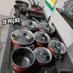 Conjunto de panelas 13 peças antiadrente tampa de vidro (vermelho) na Amazon