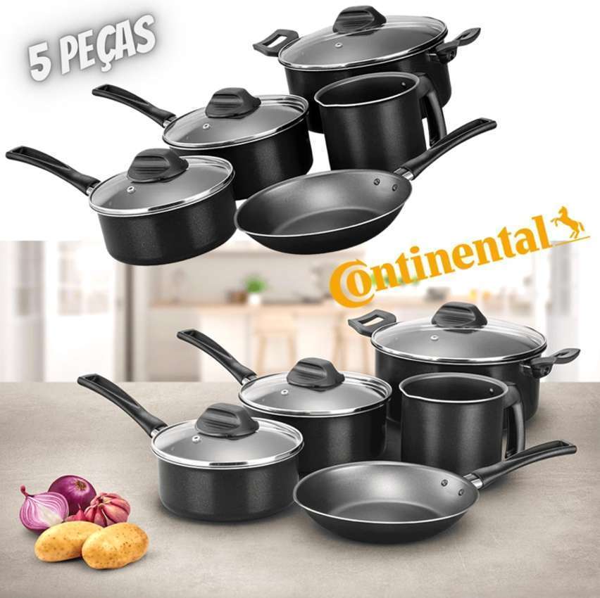 Conjunto de Panelas Antiaderente 5 Peças Preto Continental na Amazon