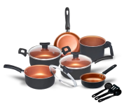 Conjunto de Panelas Antiaderente com Tampa de Vidro – Revestimento Teflon, 9 Peças na Amazon