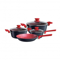 Conjunto De Panelas ColorStone 4 Peças De Alumínio Com Antiaderente E Tampa De Vidro, Titânio, ALU8709-TI, Euro Home na Amazon