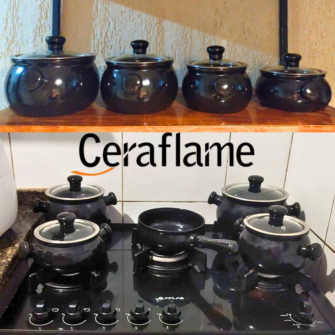 Conjunto de Panelas de Cerâmica Premiere Joy, 5 Peças, Preto, Ceraflame na Amazon