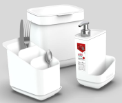 Conjunto de Pia Com Lixeira de 3 Litros + Escorredor de Talheres + Porta de Detergente na Amazon